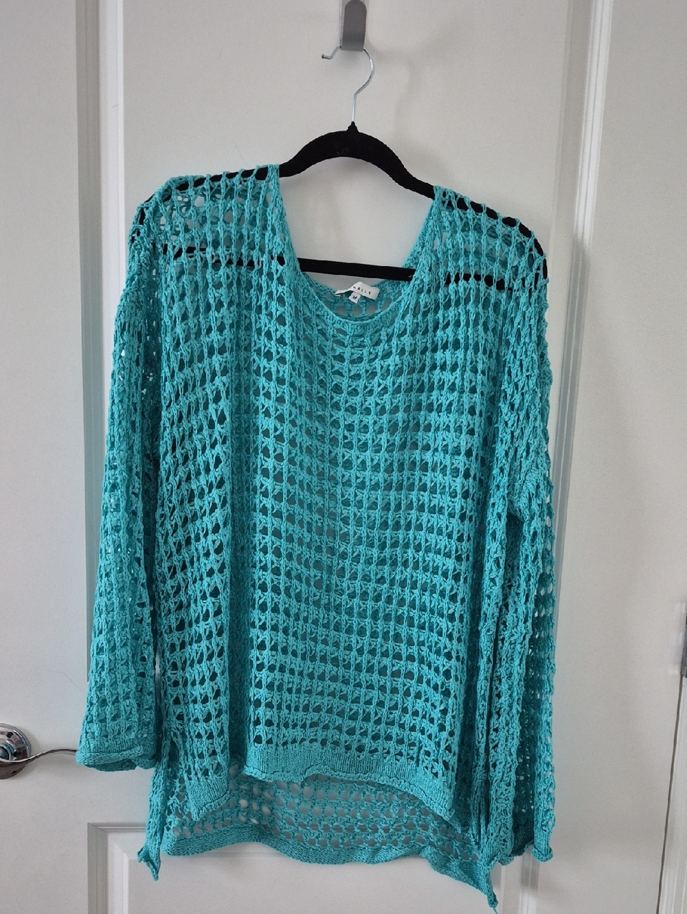 Miracle Open-Knit Scoop Neck Sweater - Teal Blue